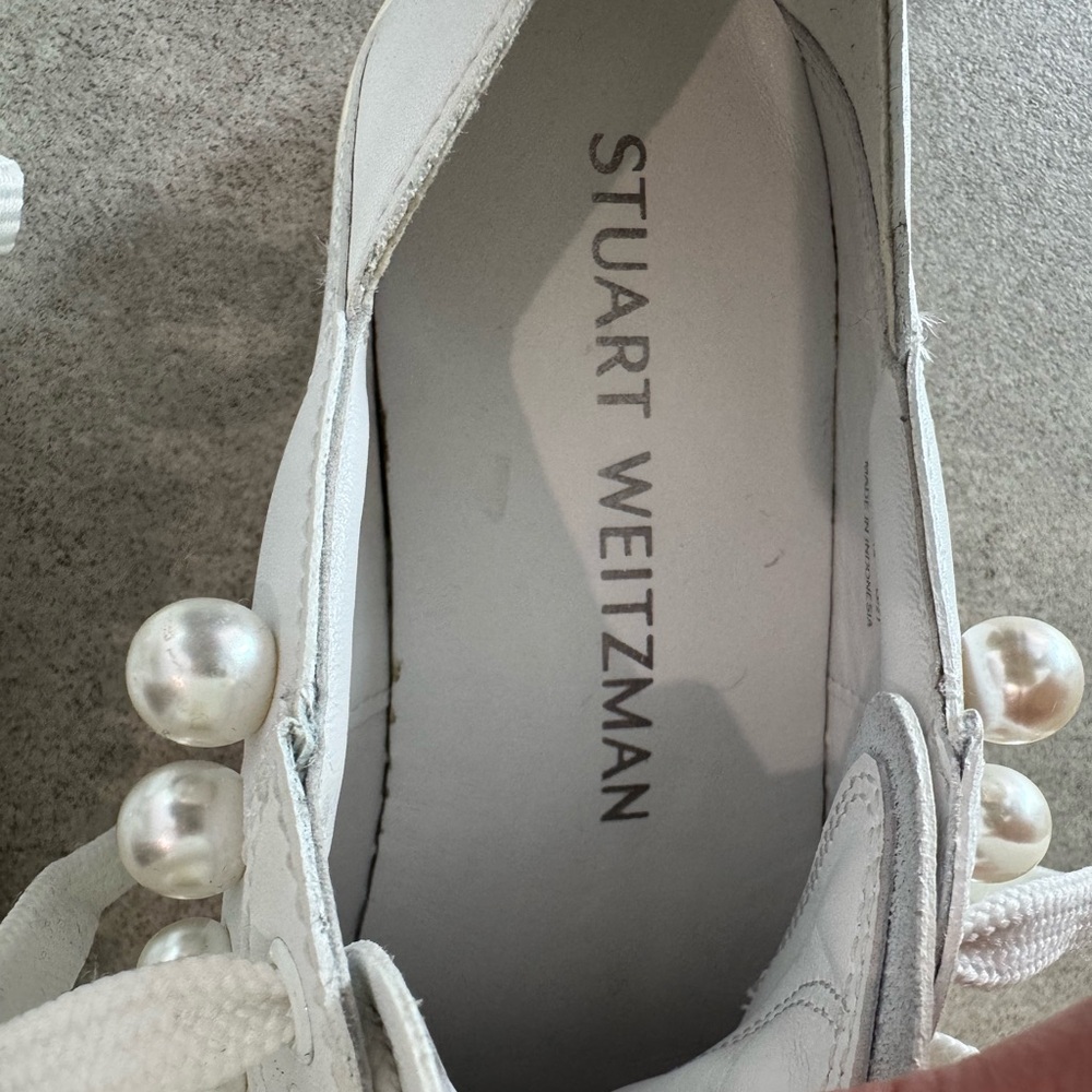 NEW Stuart Weitzman White Pearl Sneakers - Picture 9 of 10
